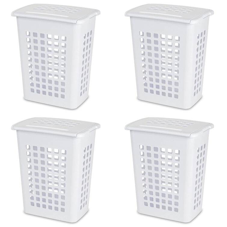 Sterilite Rectangular Lifttop Plastic Clothes Laundry Hamper Bin W